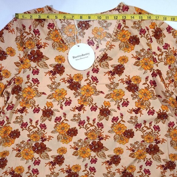 RusttyDustty NWT Size XXL Bohemia Peasant Blouse V-neck Crochet - Picture 6 of 12
